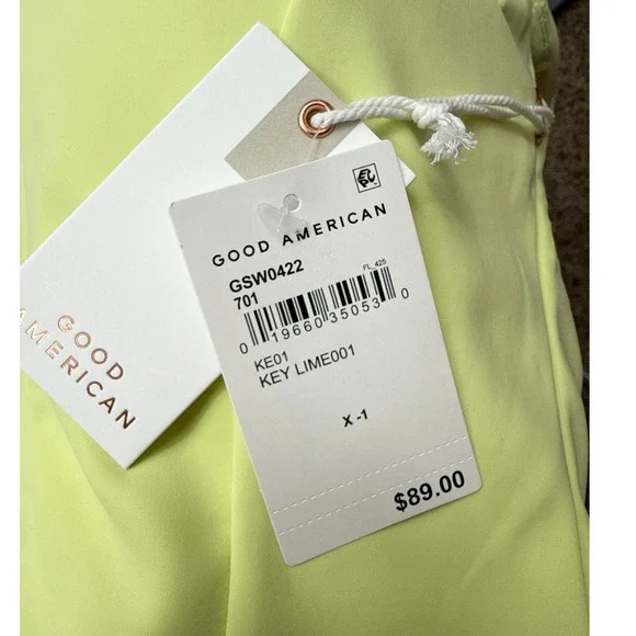 Good American Lime Green Zip Front Crop Top Short Sleeve Size 1 Small  NWT - Picture 5 of 6